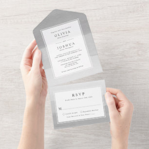 Mariage gris moderne tout en une invitation
