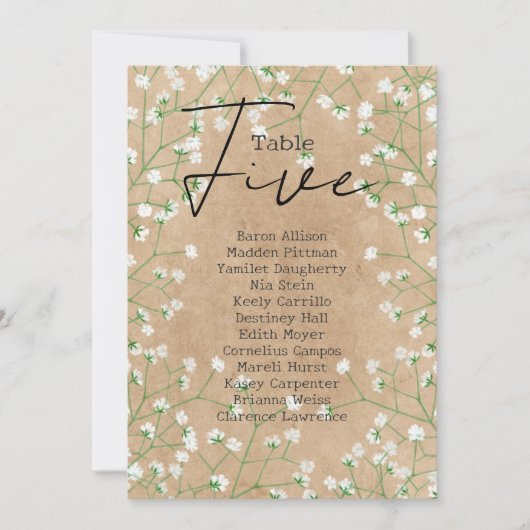 Mariage Gypsophila Numéro de table Sièges Graphiqu (Devant)