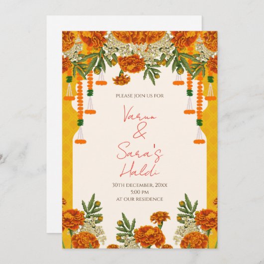 Mariage Haldi invitation Digital Haldi invitations (Devant / Derrière)
