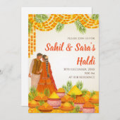 Mariage Haldi invitations Digital Pithi invitation (Devant / Derrière)