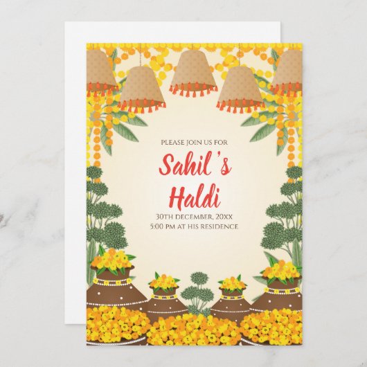 Mariage Haldi invitations & Groom Haldi invitation (Devant / Derrière)