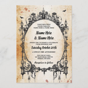 Mariage Halloween Cadre gothique Invitation Vintag