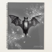 Mariage Halloween noir chauve-souris et diamants (Devant)