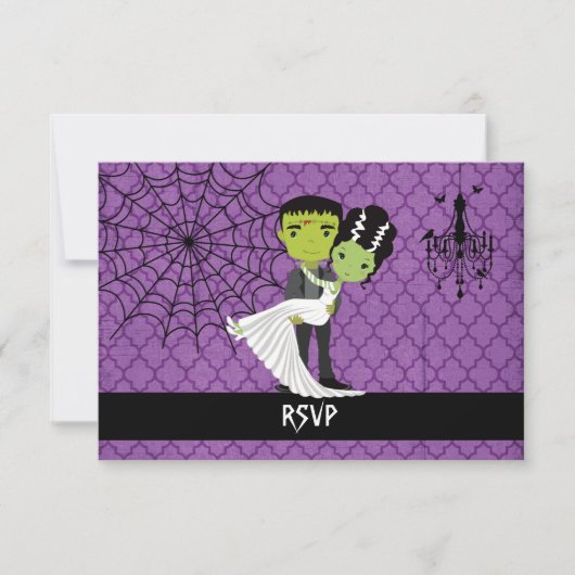 Mariage Halloween RSVP Mariée de Frankenstein (Devant)