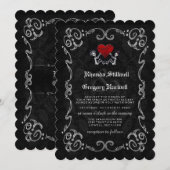 Mariage Halloween Skeletons & Heart Invitation (Devant / Derrière)
