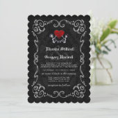 Mariage Halloween Skeletons & Heart Invitation (Debout devant)
