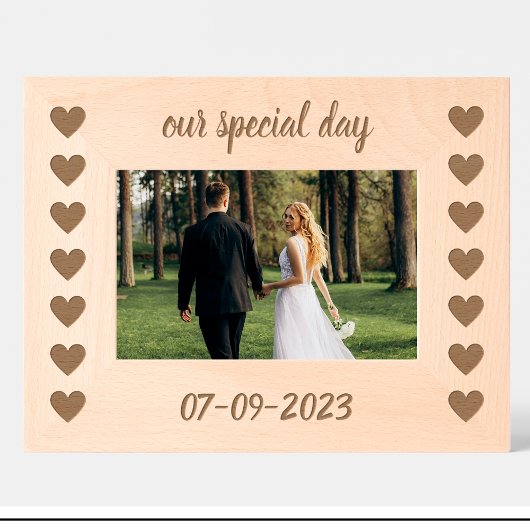 Mariage Heart Motif Cadre photo en bois personnali