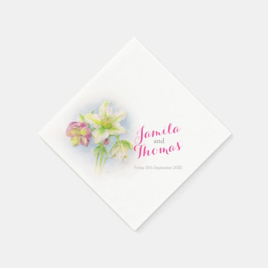 Mariage hellebores serviettes en papier vert rose (Coin)