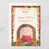 Mariage hindou des invitations à la cérémonie hald (Devant / Derrière)