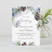 Mariage hiver aquarelle neige pins modèle (Debout devant)