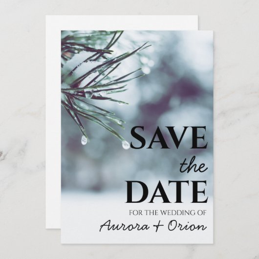 mariage hiver enregistrer la date invitations (Devant / Derrière)