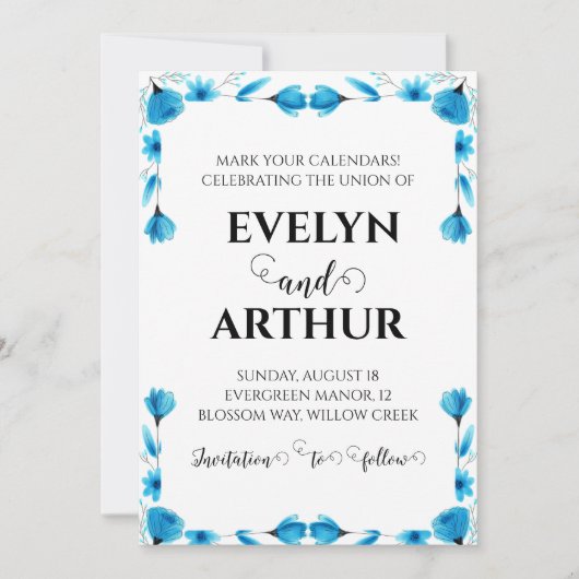 mariage hiver enregistrer la date invitations (Devant)