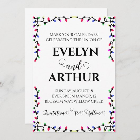 mariage hiver enregistrer la date invitations (Devant / Derrière)