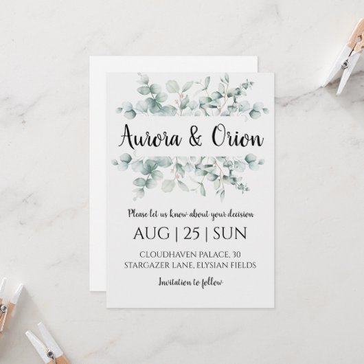 mariage hiver enregistrer la date invitations (Devant/Arrière en situation)