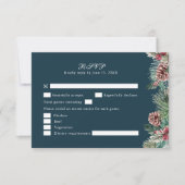 Mariage hiver verdure carte RSVP (Devant)