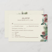 Mariage hiver verdure carte RSVP (Devant / Derrière)