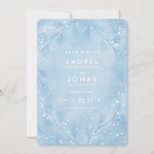 Mariage hivernal bleu neige Enregistrer les cartes