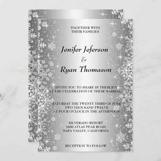Mariage hivernal mignon Invitation (Devant / Derrière)
