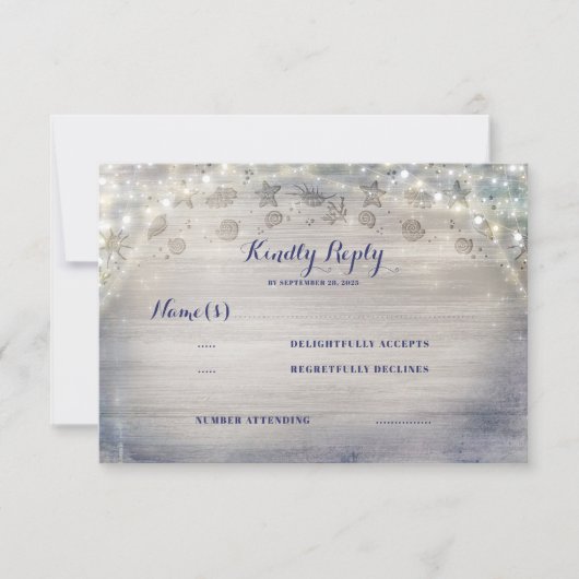 Mariage horizontal rustique nautique RSVP (Devant)