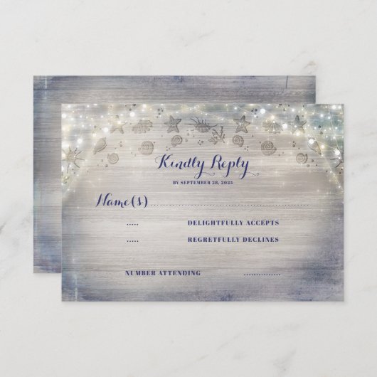 Mariage horizontal rustique nautique RSVP (Devant / Derrière)