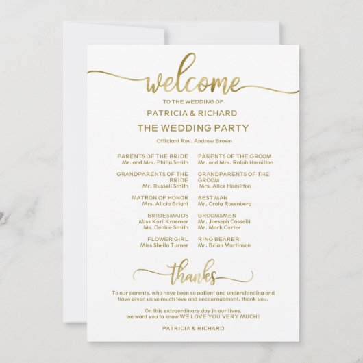 Mariage Icon Icon Chic Script Wedding Programme (Dos)