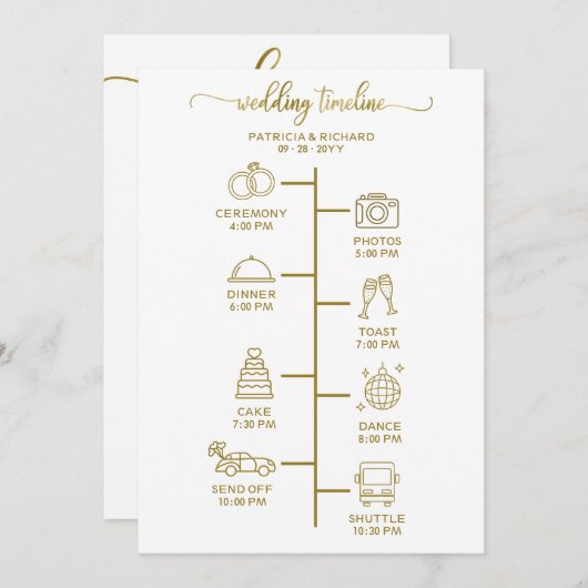 Mariage Icon Icon Chic Script Wedding Programme (Devant / Derrière)