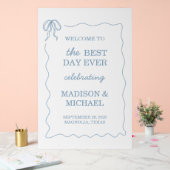 Mariage illustré à main lunaire dessiné bleu (Mariage)