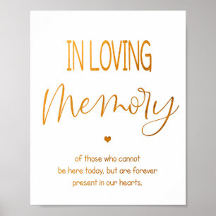 Mariage In Loving Memory signe affiche 8x10