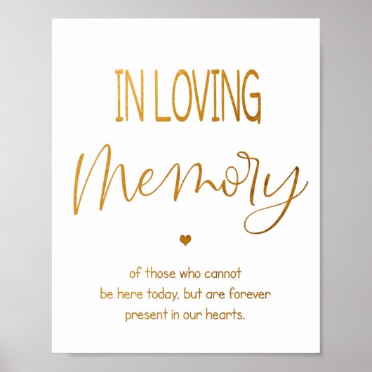Mariage In Loving Memory signe affiche 8x10 (Devant)
