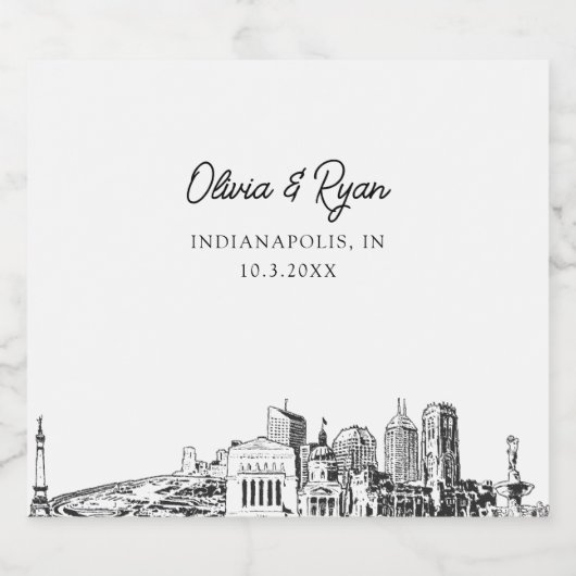 Mariage Indianapolis Étiquette Champagne (Étiquettes simples)