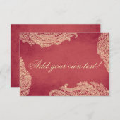 Mariage indien, Cartes de table, Cartes de place,  (Devant / Derrière)