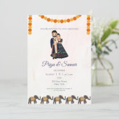 Mariage indien Couple Invitation Elephant (Debout devant)
