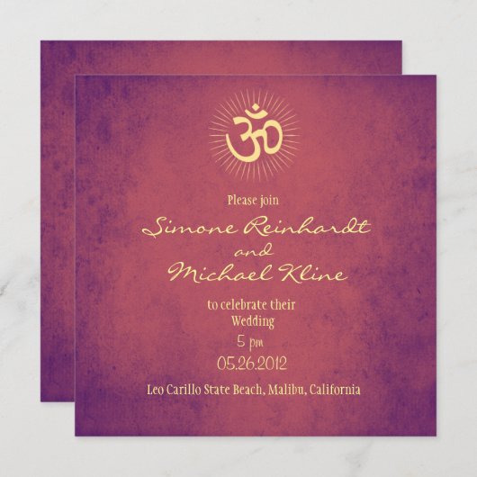 Mariage indien, faire-part de mariage indou, OM (Devant / Derrière)