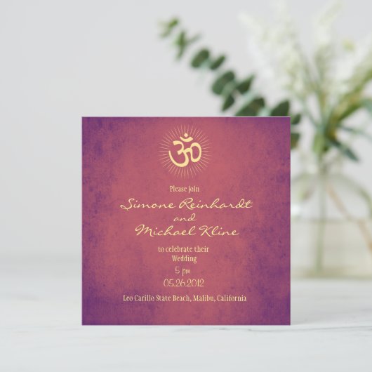 Mariage indien, faire-part de mariage indou, OM (Debout devant)