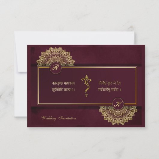Mariage indien hindu Ganesha invitation (Devant)