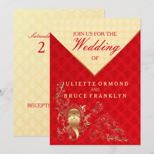 Mariage indien - Invitation (Devant / Derrière)