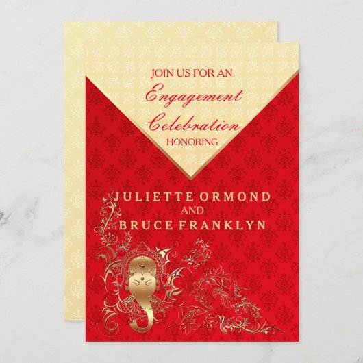 Mariage indien - Invitation de la partie d'engagem (Devant / Derrière)