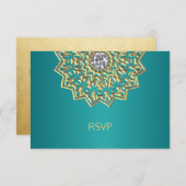 Mariage indien personnalisé Mandala RSVP Bleu sarc (Devant / Derrière)