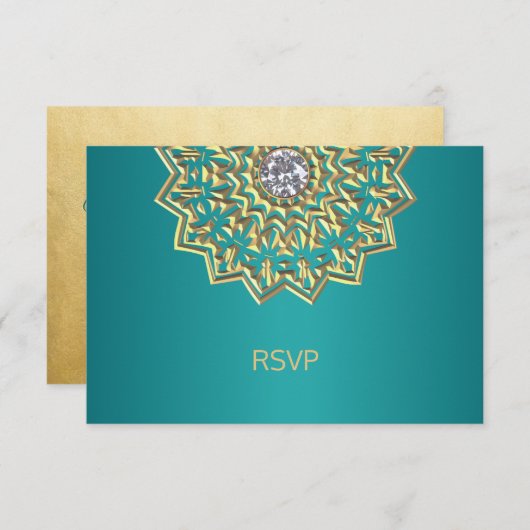 Mariage indien personnalisé Mandala RSVP Bleu sarc (Devant / Derrière)