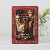 Mariage indien rouge - Carte de remerciements (Debout devant)