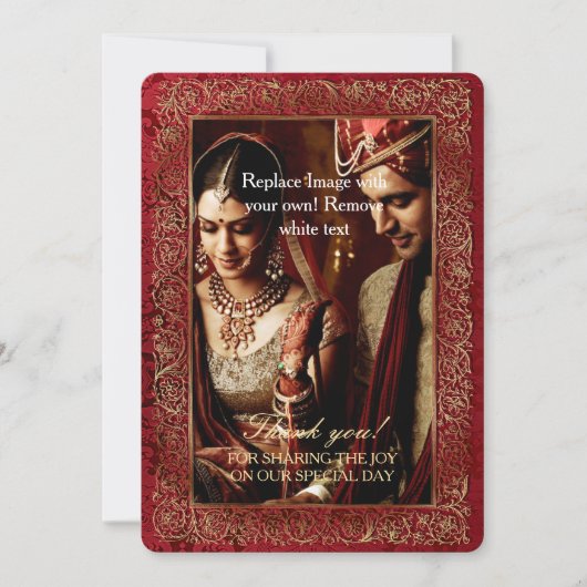 Mariage indien rouge - Carte de remerciements (Devant)