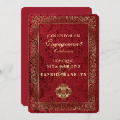 Mariage indien rouge - Carte Fiançailles (Devant / Derrière)