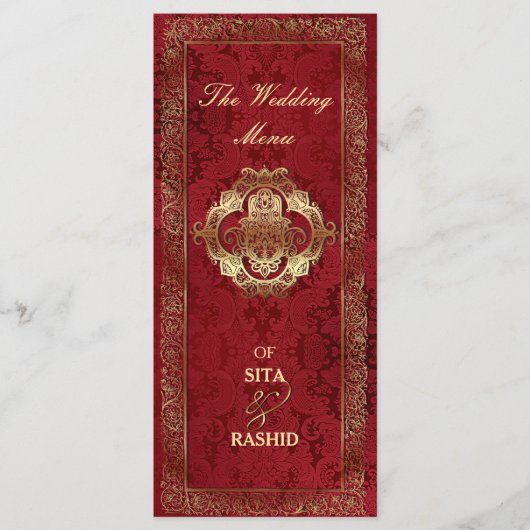 Mariage indien rouge - Carte menu / carte rack (Devant)