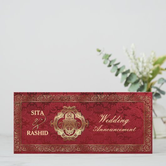 Mariage indien rouge - Faire-part / carte rack (Debout devant)