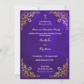 Mariage indien royal bleu hindoue invitation (Devant)