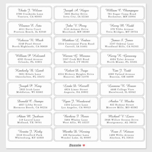 Mariage individuel Étiquettes de adresse invités (Feuille)