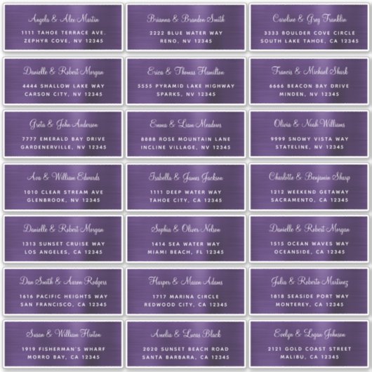 Mariage individuel violet foncé Étiquettes de adr (Devant)