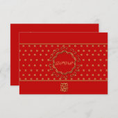 Mariage inspiré par l'Inde RSVP en rouge et or (Devant / Derrière)