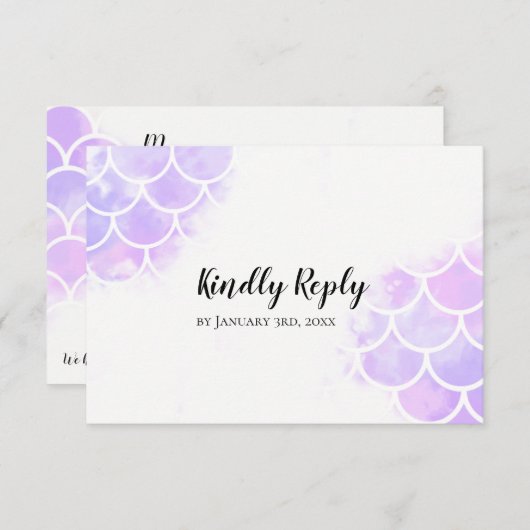 Mariage inspiré rose et mauve Sirène RSVP (Devant / Derrière)