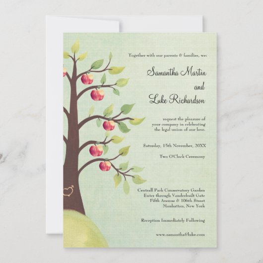 Mariage Invitation de sculpture d'arbre de pomme M (Dos)